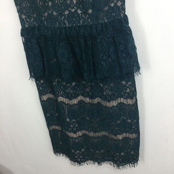 Maeve Anthropologie Womens Elsa Lace Peplum Cap Sleeve Dress Teal Blue Size XS - Picture 3 of 11